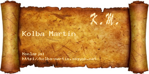 Kolba Martin névjegykártya